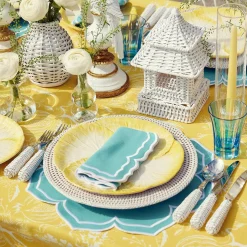 Yellow Melograno & Fleur Turquoise Linen Set|Mrs. Alice Best