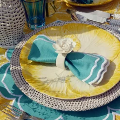 Yellow Melograno & Fleur Turquoise Linen Set|Mrs. Alice Best
