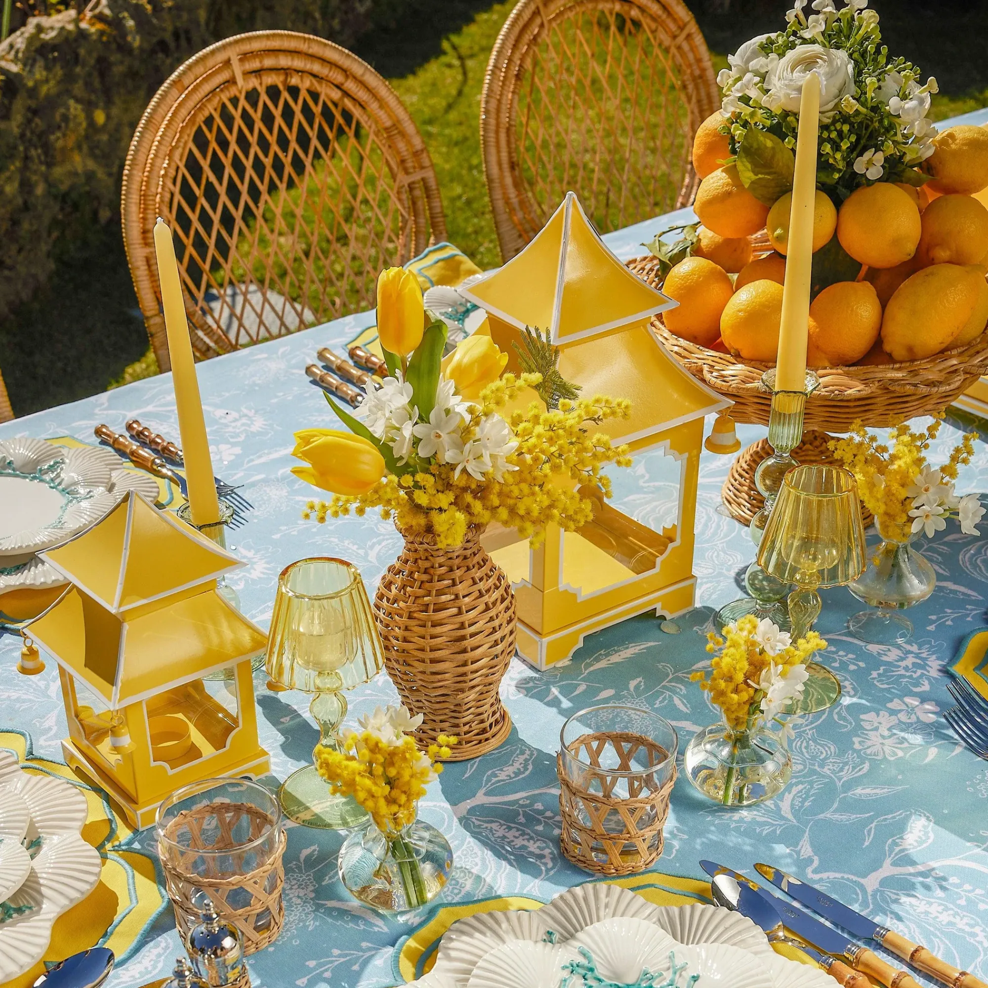 Yellow Pagoda Lantern Set|Mrs. Alice Sale